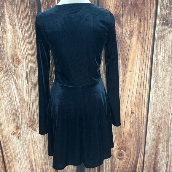Express Black Corduroy Feel Long Sleeve Dress Size S - Picture 2 of 6